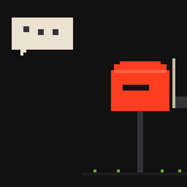 Aviãozinho de papel entregando uma mensagem na caixa de correio, em pixel art